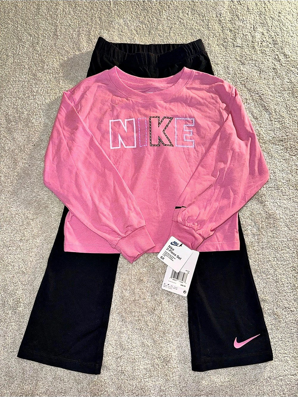 NWT Nike Little Girls Long Sleeve Retro Remix Sweatshirt & Wide Leg Pants 2-Piec